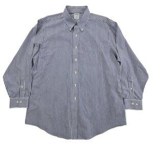 Brooks Brothers Regent Shirt Size 17 1/2 - 4/5 Blue White Stripe Button-Down EUC